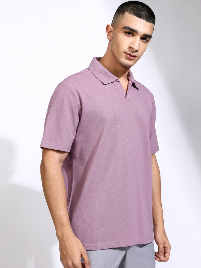 Highlander Men Mauve Solid Polo Collar T-Shirt - Mauve - Image 6