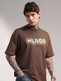 Highlander Men Brown Printed Round Neck Oversized Fit T-Shirt - Brown - Image 1