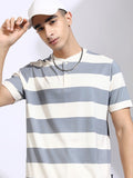 Highlander Men Off White Striped Relaxed Fit T-Shirt - Off White - Image 1