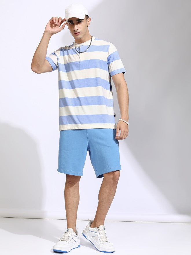 Highlander Men Off White Striped Relaxed Fit T-Shirt - Off White - Image 2