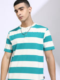 Highlander Men Off White Striped Henley Neck T-Shirt - Off White - Image 1
