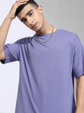 Highlander Men Purple Self Design Relaxed Fit T-Shirt - Purple - Image 1