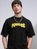 Highlander Men Black Applique Round Neck Oversized Fit T-Shirt - Black - Image 1