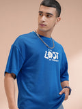 Highlander Men Blue Round Neck Printed Oversized Fit T-Shirt - Blue - Image 1
