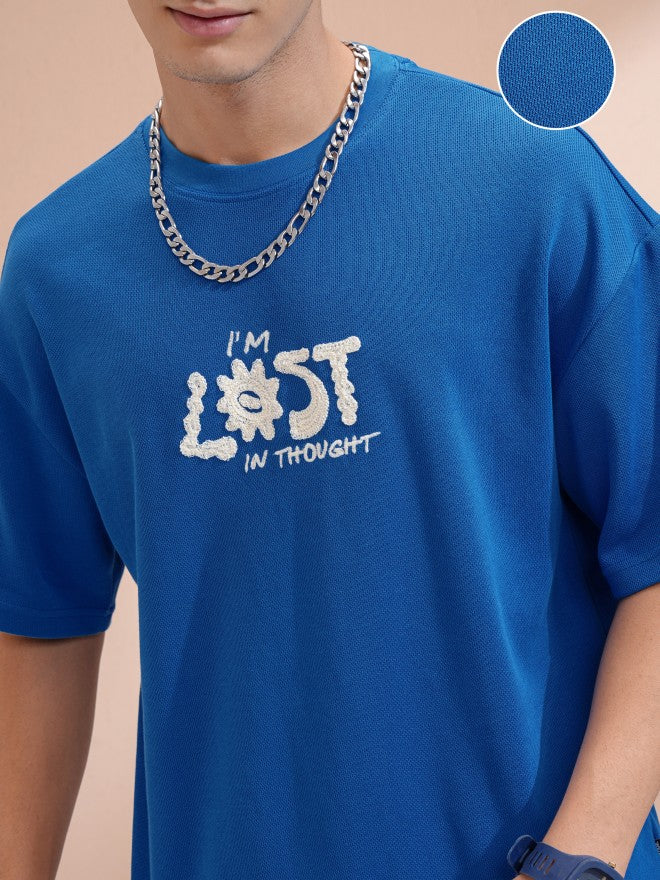 Highlander Men Blue Round Neck Printed Oversized Fit T-Shirt - Blue - Image 5