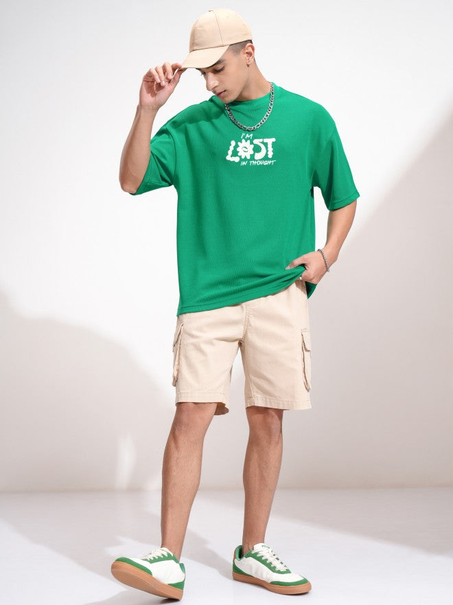 Highlander Men Green Embroidered Round Neck Oversized Fit T-Shirt - Green - Image 2
