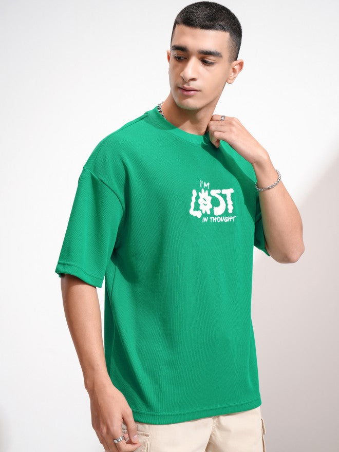 Highlander Men Green Embroidered Round Neck Oversized Fit T-Shirt - Green - Image 6