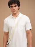 Highlander Men White Solid Polo Collar T-Shirt - White - Image 1