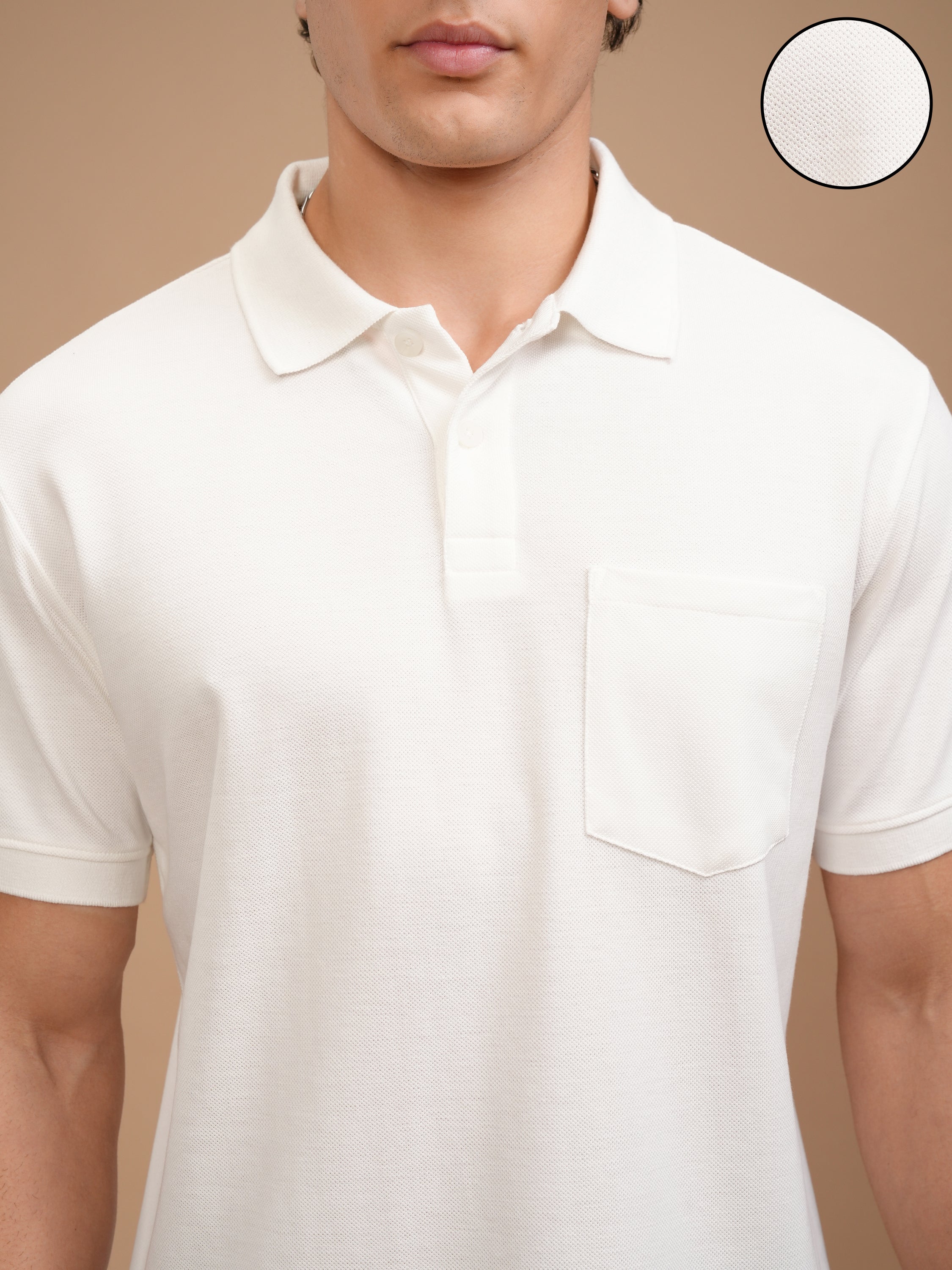 Highlander Men White Solid Polo Collar T-Shirt - White - Image 5