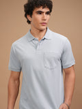 Highlander Men Grey Solid Polo Collar T-Shirt - Grey - Image 1