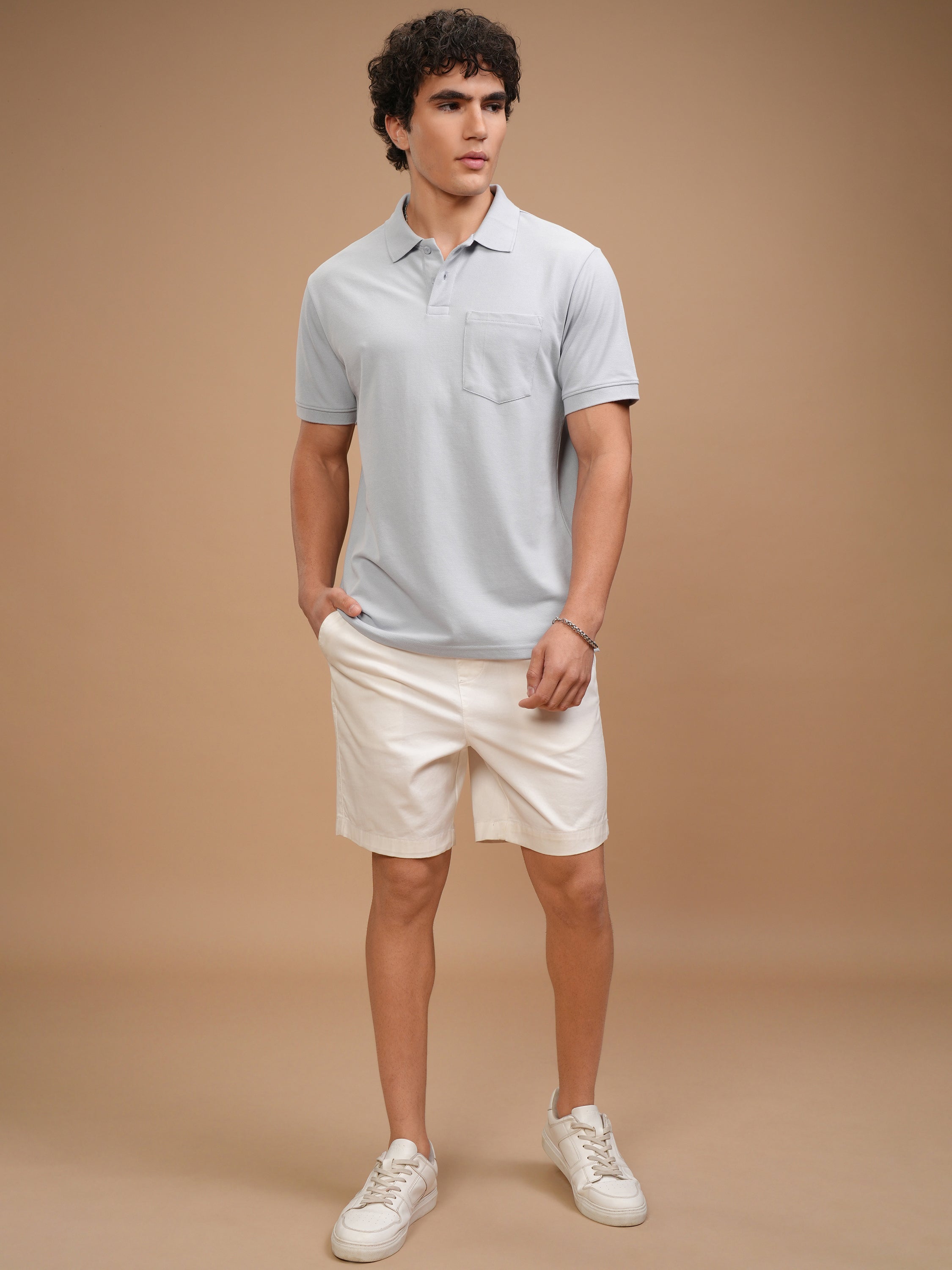 Highlander Men Grey Solid Polo Collar T-Shirt - Grey - Image 2