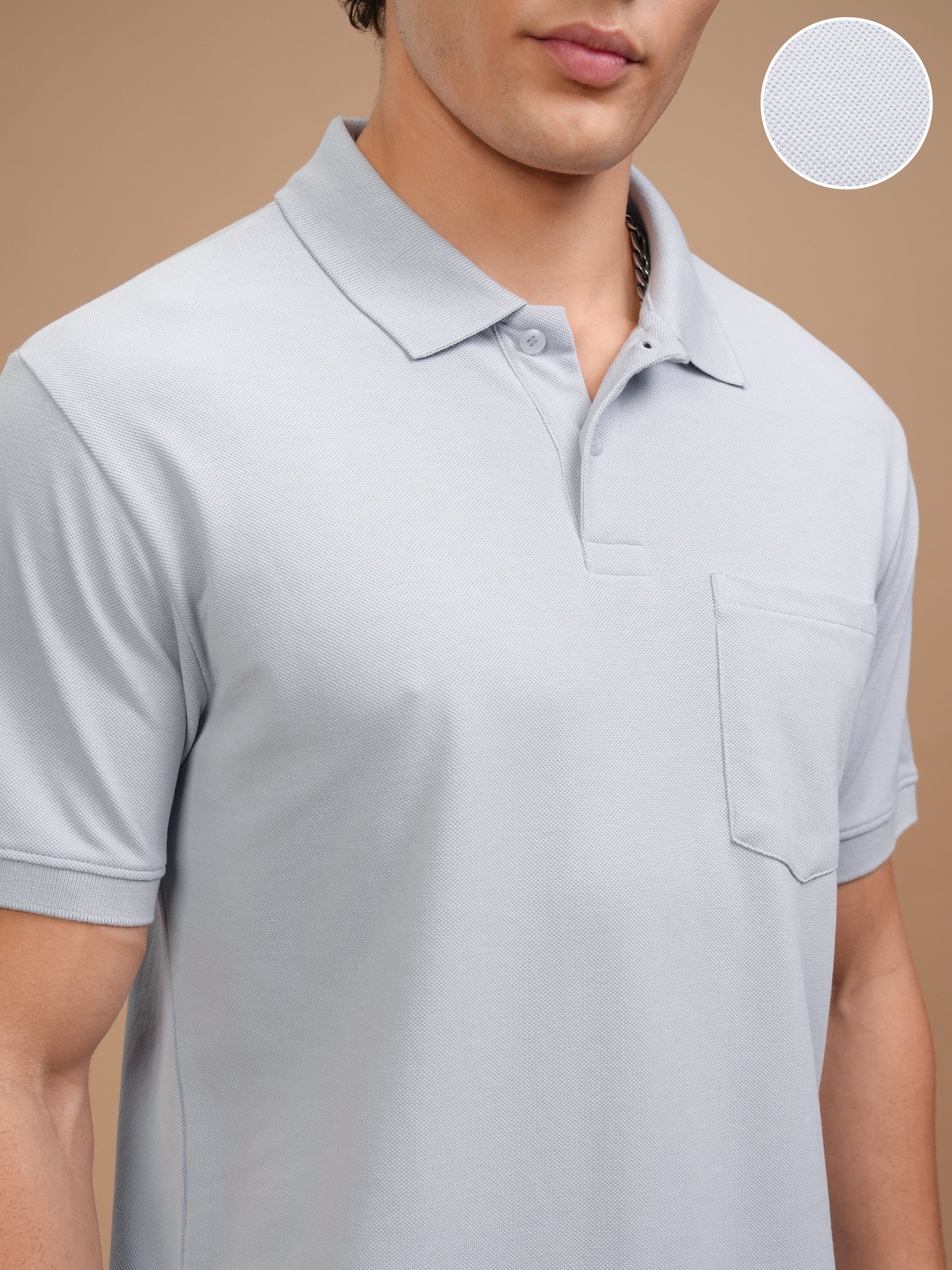 Highlander Men Grey Solid Polo Collar T-Shirt - Grey - Image 5