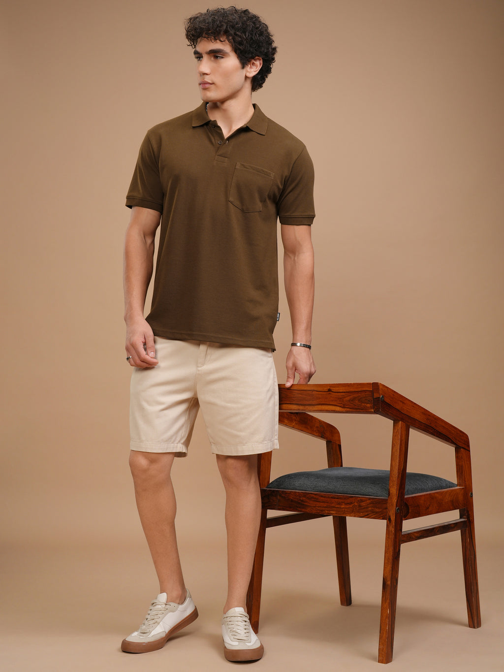 Highlander Men Brown Solid Polo Collar T-Shirt - Brown - Image 2