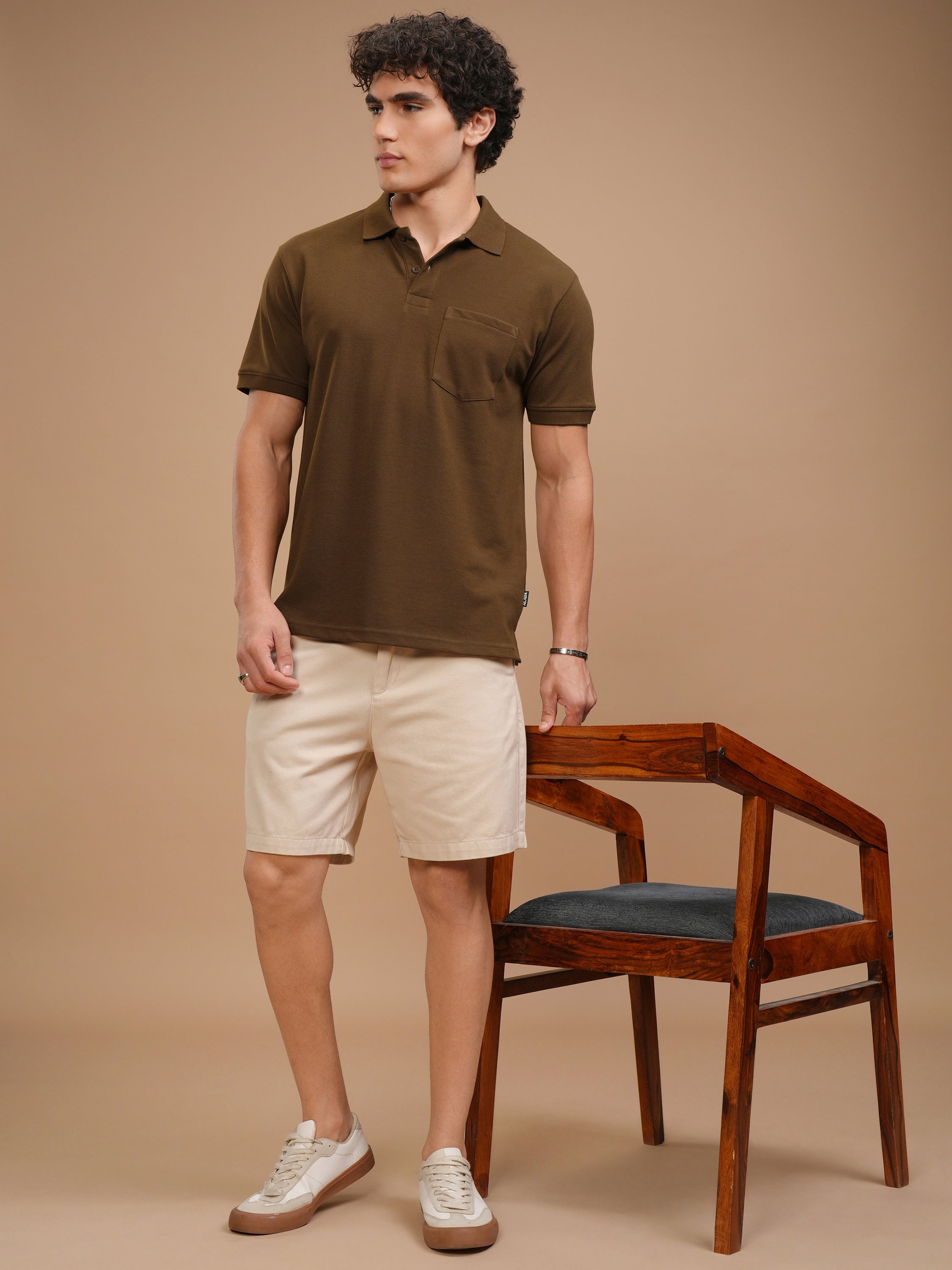Highlander Men Brown Solid Polo Collar T-Shirt - Brown - Image 2