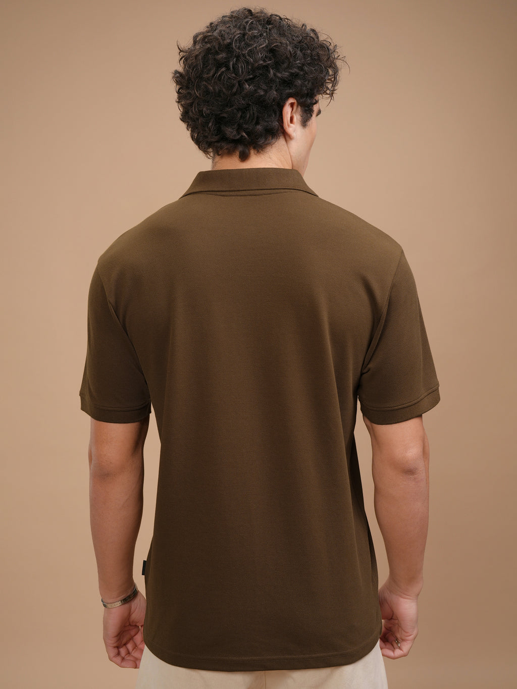 Highlander Men Brown Solid Polo Collar T-Shirt - Brown - Image 3