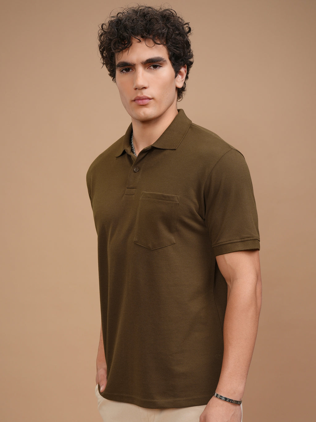 Highlander Men Brown Solid Polo Collar T-Shirt - Brown - Image 4