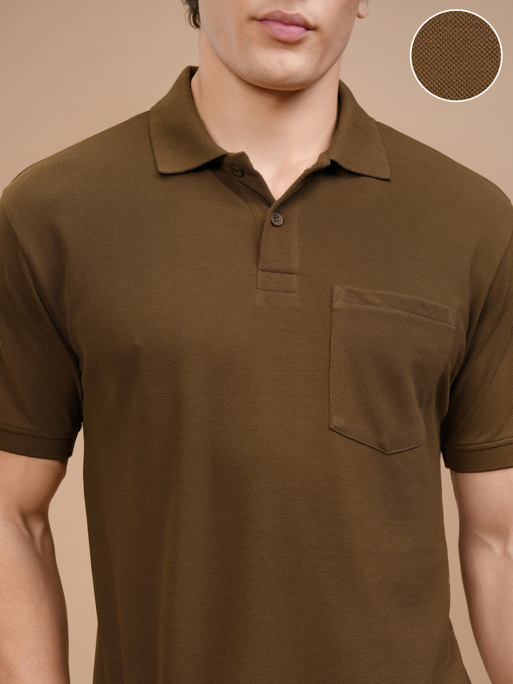 Highlander Men Brown Solid Polo Collar T-Shirt - Brown - Image 5