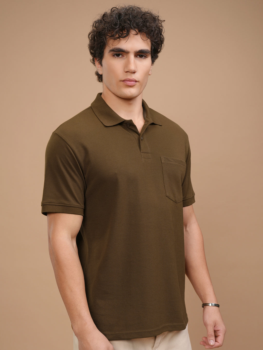 Highlander Men Brown Solid Polo Collar T-Shirt - Brown - Image 6