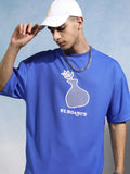 Highlander Men Blue Round Neck Applique Oversized Fit T-Shirt - Blue - Image 1