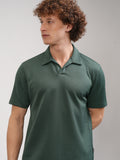 Highlander Men Teal Self Design Polo Collar T-Shirt - Teal - Image 1