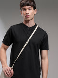 Highlander Men Black Solid Relaxed Fit T-Shirt - Black - Image 1