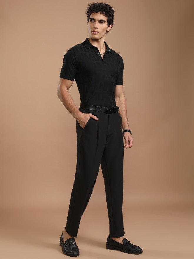 Highlander Men Black Printed Polo Collar T-Shirt - Black - Image 2