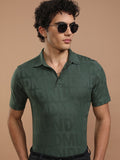 Highlander Men Green Printed Polo Collar T-Shirt - Green - Image 1