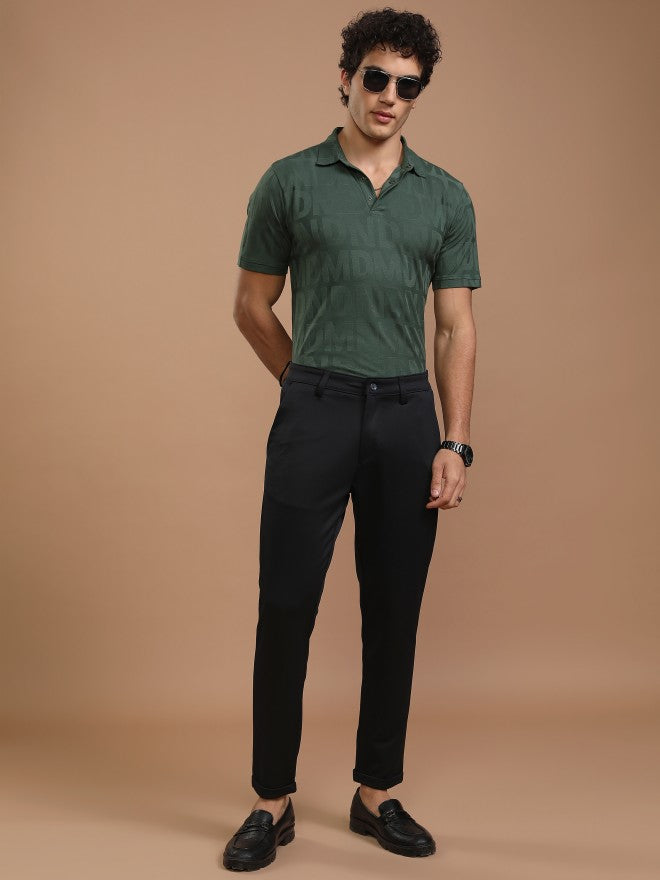 Highlander Men Green Printed Polo Collar T-Shirt - Green - Image 2