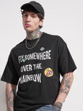 Highlander Men Black Printed Round Neck Oversized Fit T-Shirt - Black - Image 1