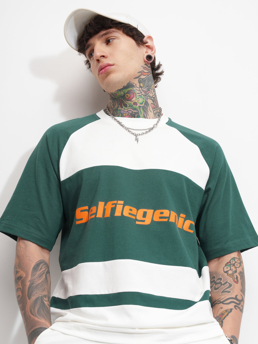 Highlander Men White Printed Round Neck Oversized Fit T-Shirt - White - Image 1