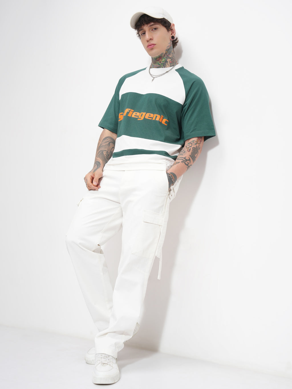 Highlander Men White Printed Round Neck Oversized Fit T-Shirt - White - Image 2