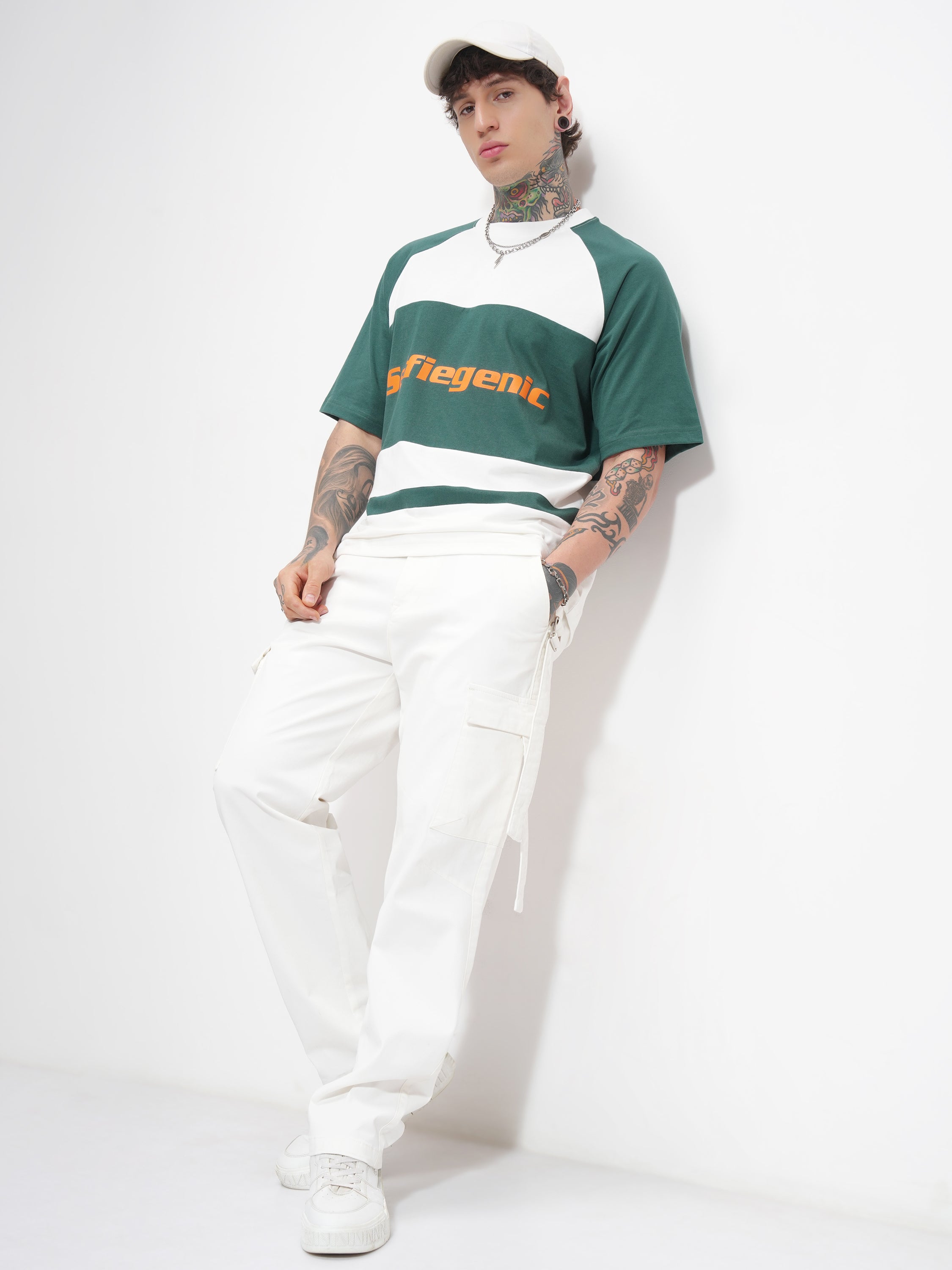 Highlander Men White Printed Round Neck Oversized Fit T-Shirt - White - Image 2