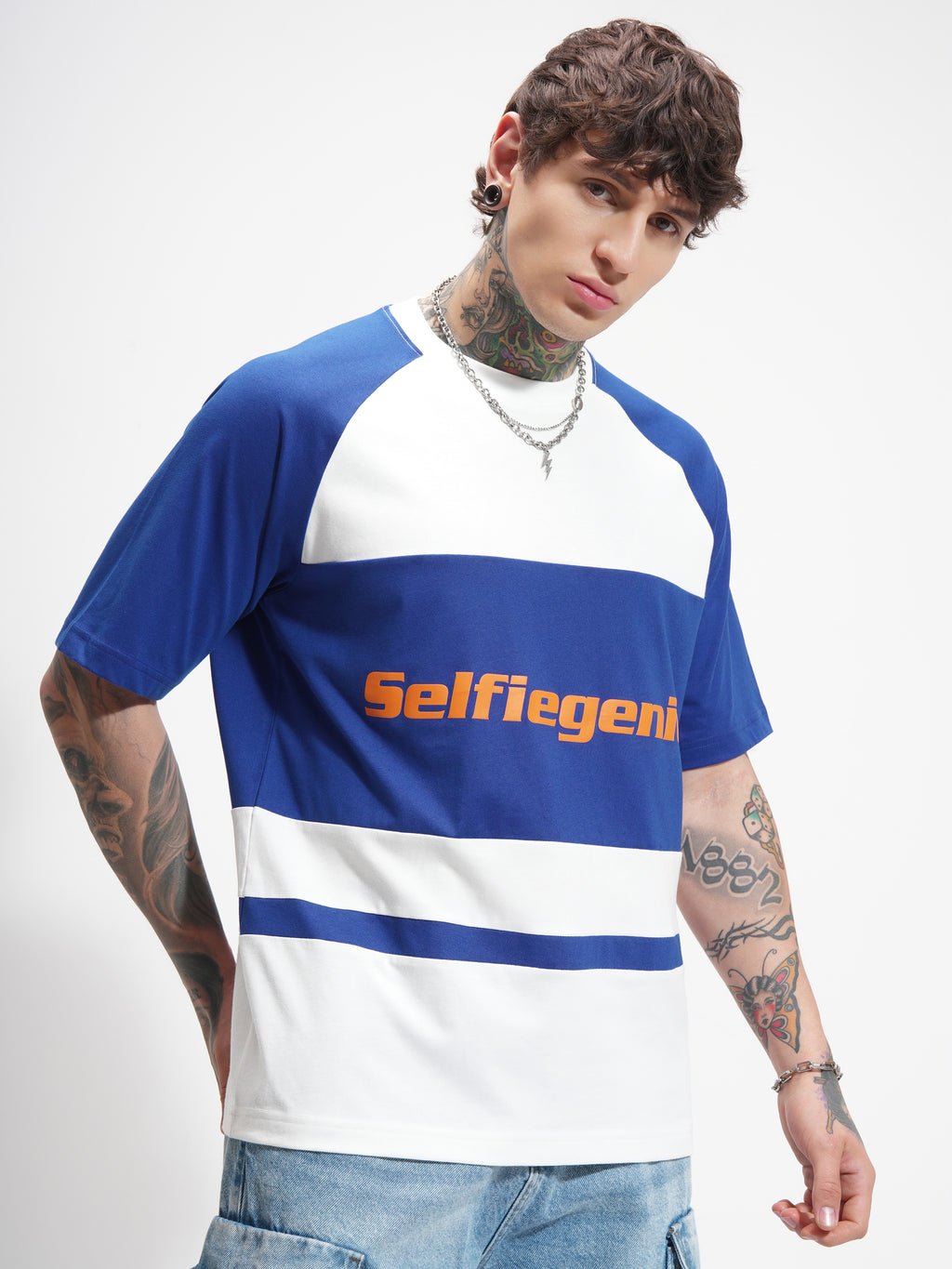 Highlander Men White Printed Round Neck Oversized Fit T-Shirt - White - Image 6