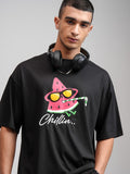 Highlander Men Black Printed Oversized Fit T-Shirt - Black - Image 1