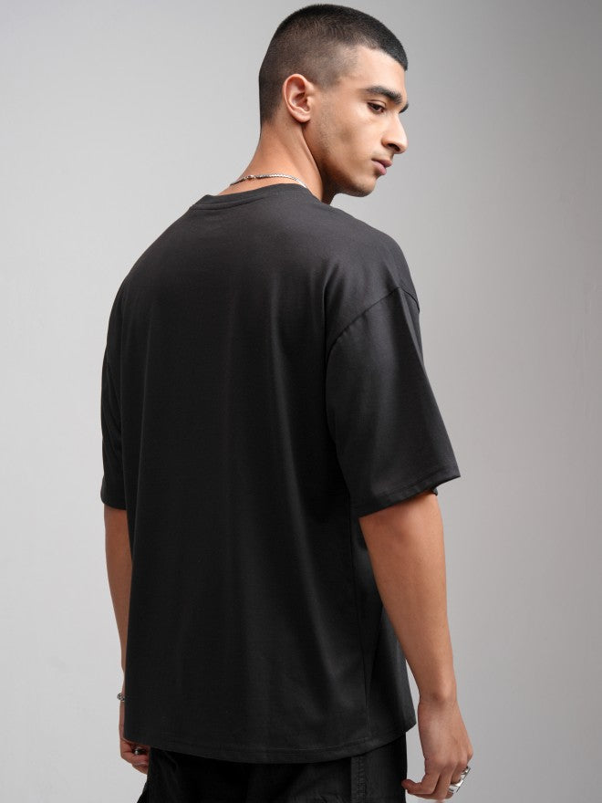 Highlander Men Black Printed Oversized Fit T-Shirt - Black - Image 3