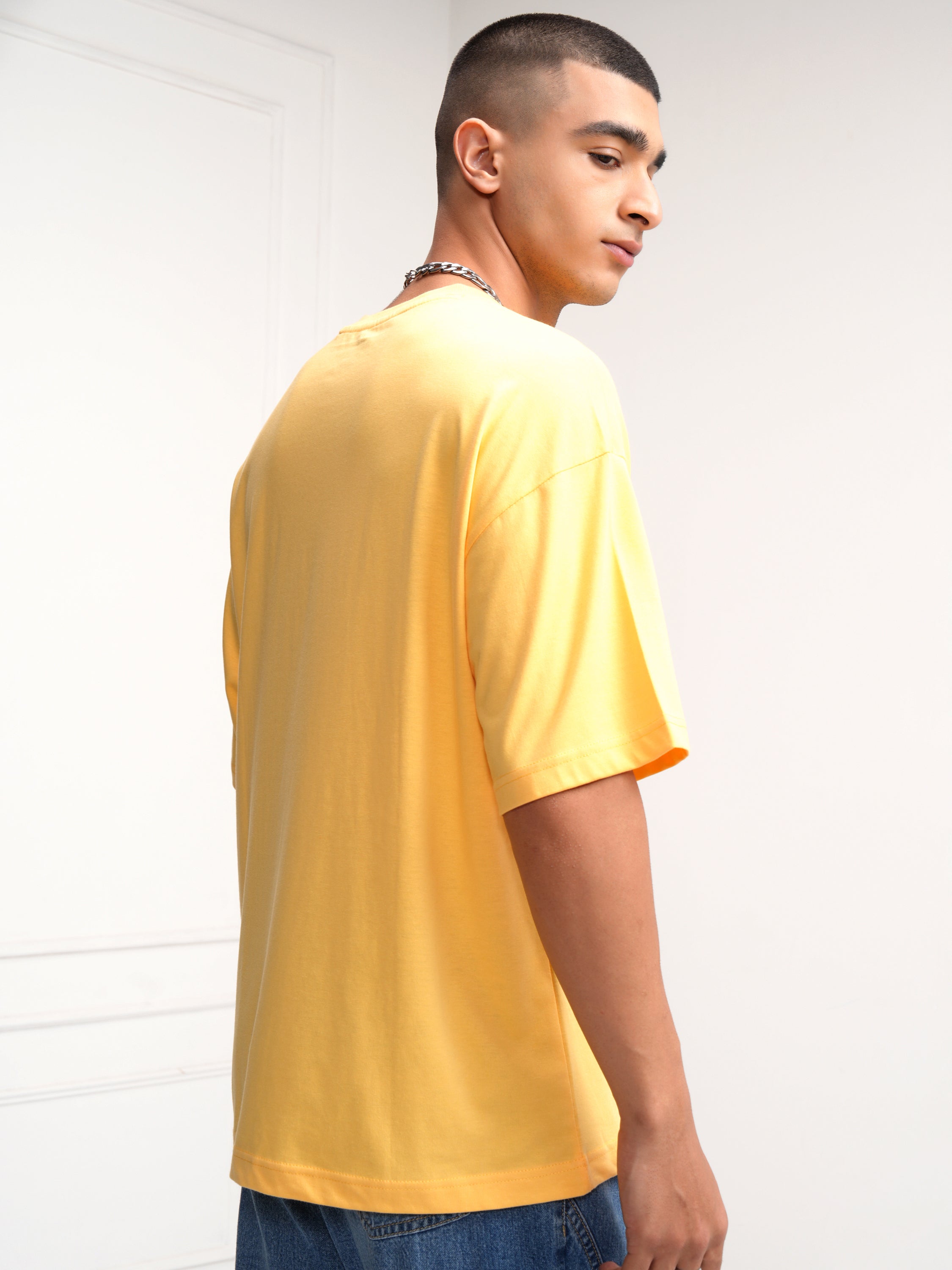 Highlander Men Yellow Printed Round Neck Oversized Fit T-Shirt - Yellow - Image 3