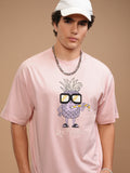 Highlander Men Pink Printed Oversized Fit T-Shirt - Pink - Image 1