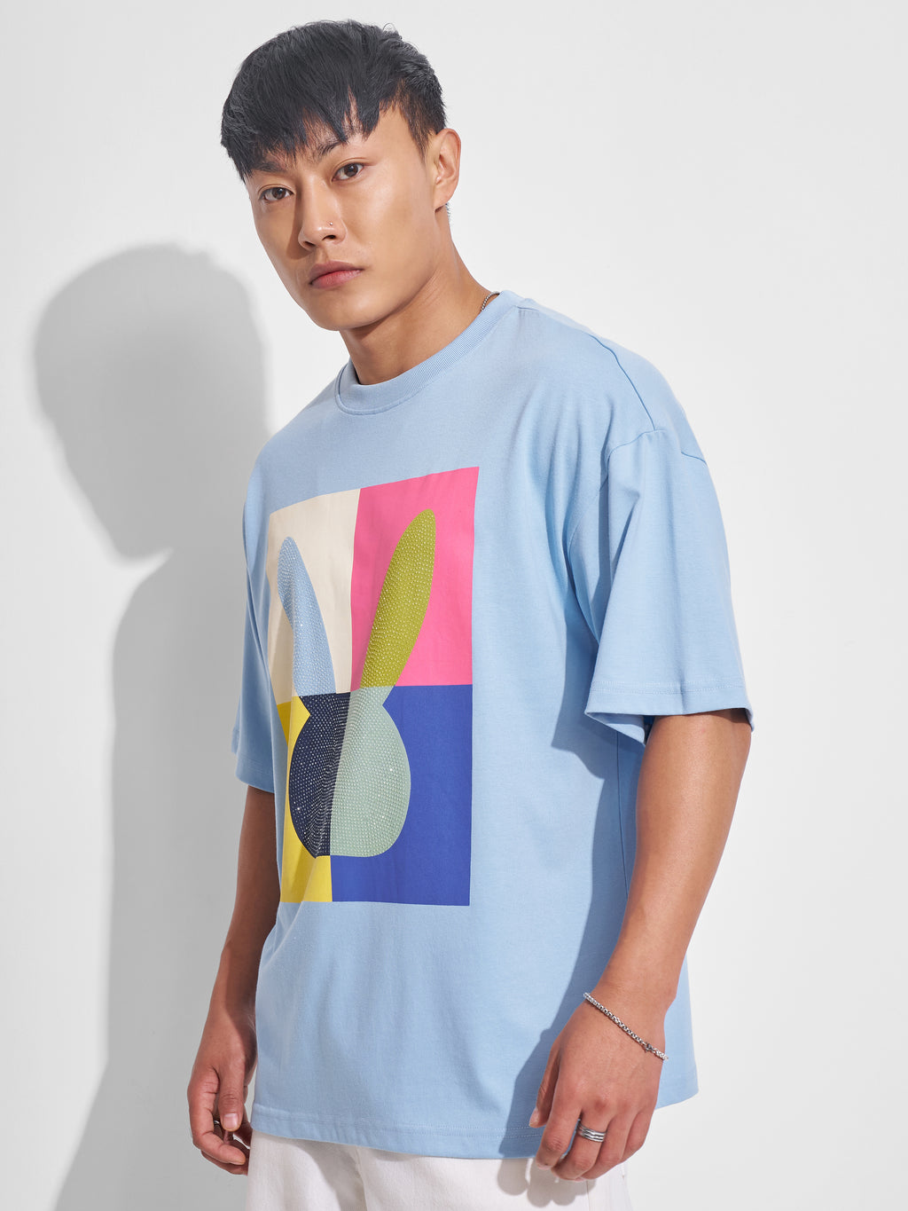 Highlander Men Blue Printed Round Neck Oversized Fit T-Shirt - Blue - Image 4