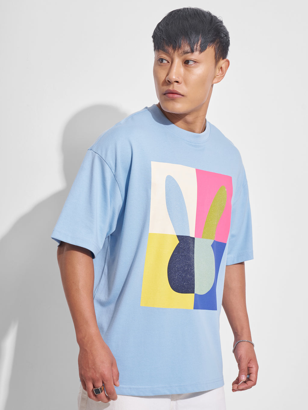Highlander Men Blue Printed Round Neck Oversized Fit T-Shirt - Blue - Image 6