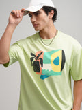 Highlander Men Green Printed Round Neck Oversized Fit T-Shirt - Green - Image 1