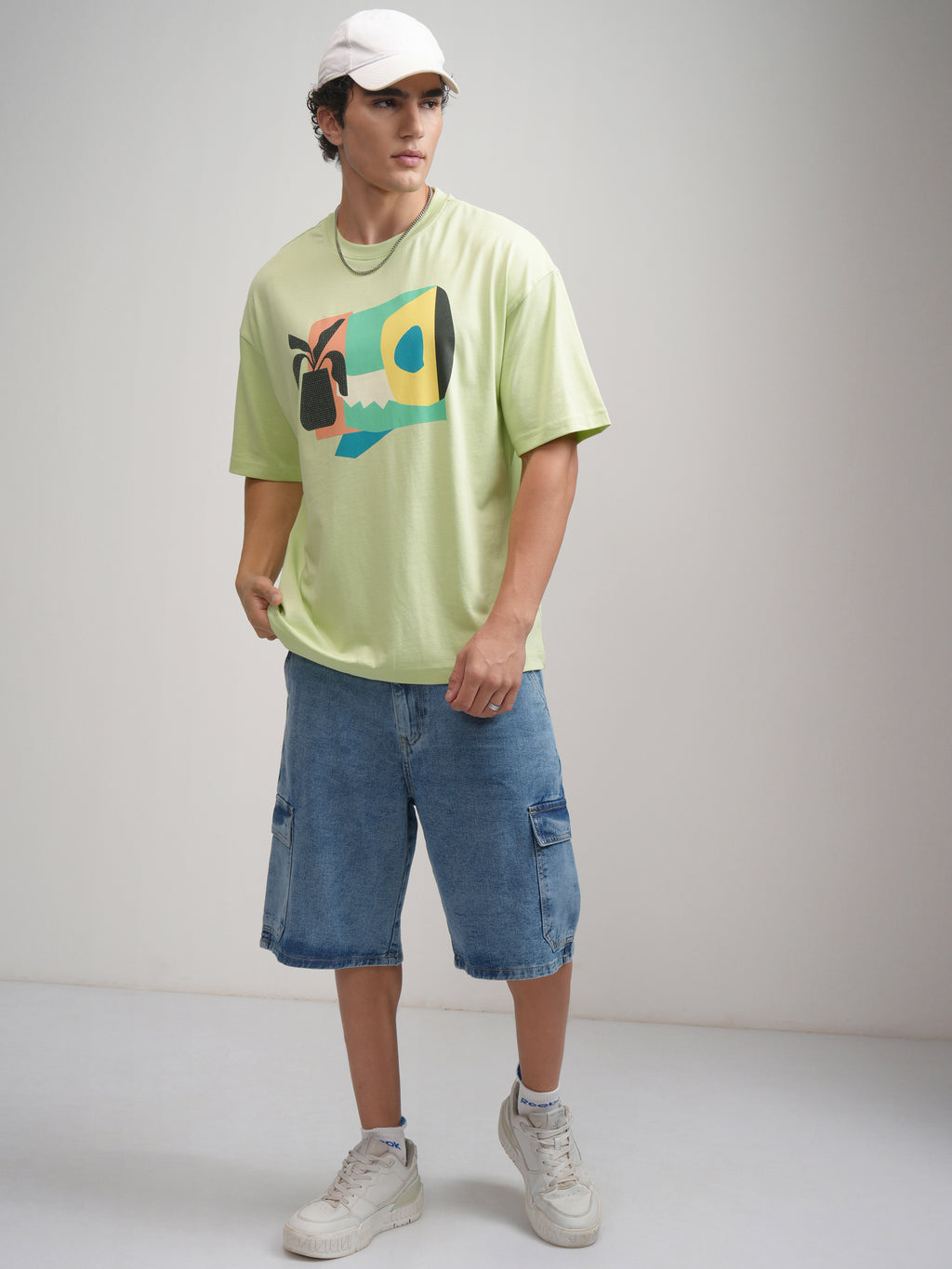 Highlander Men Green Printed Round Neck Oversized Fit T-Shirt - Green - Image 2