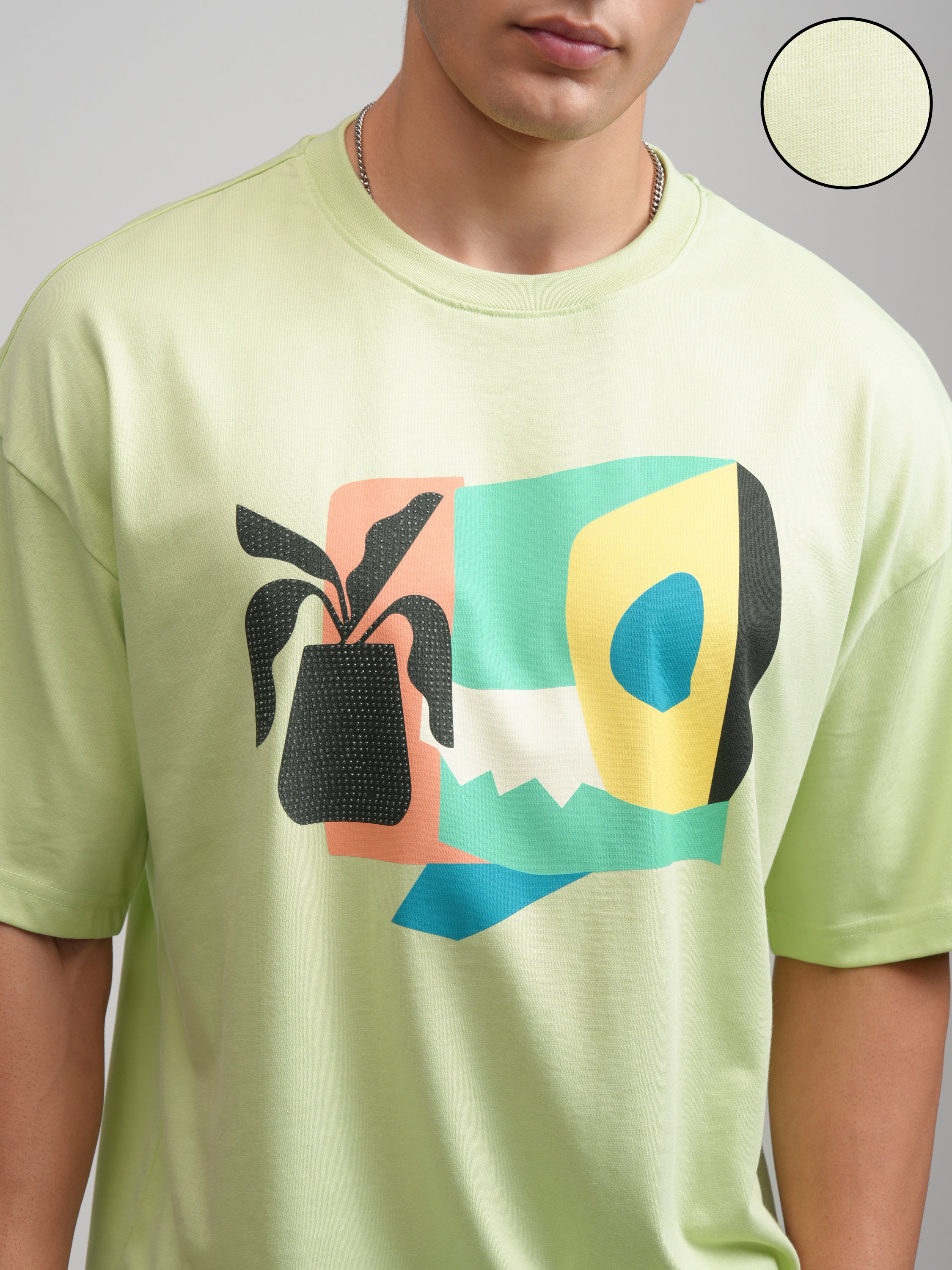 Highlander Men Green Printed Round Neck Oversized Fit T-Shirt - Green - Image 5
