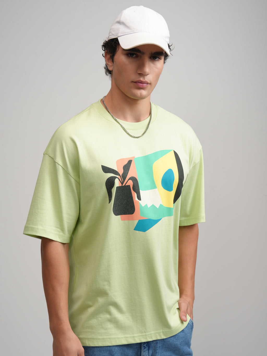 Highlander Men Green Printed Round Neck Oversized Fit T-Shirt - Green - Image 6