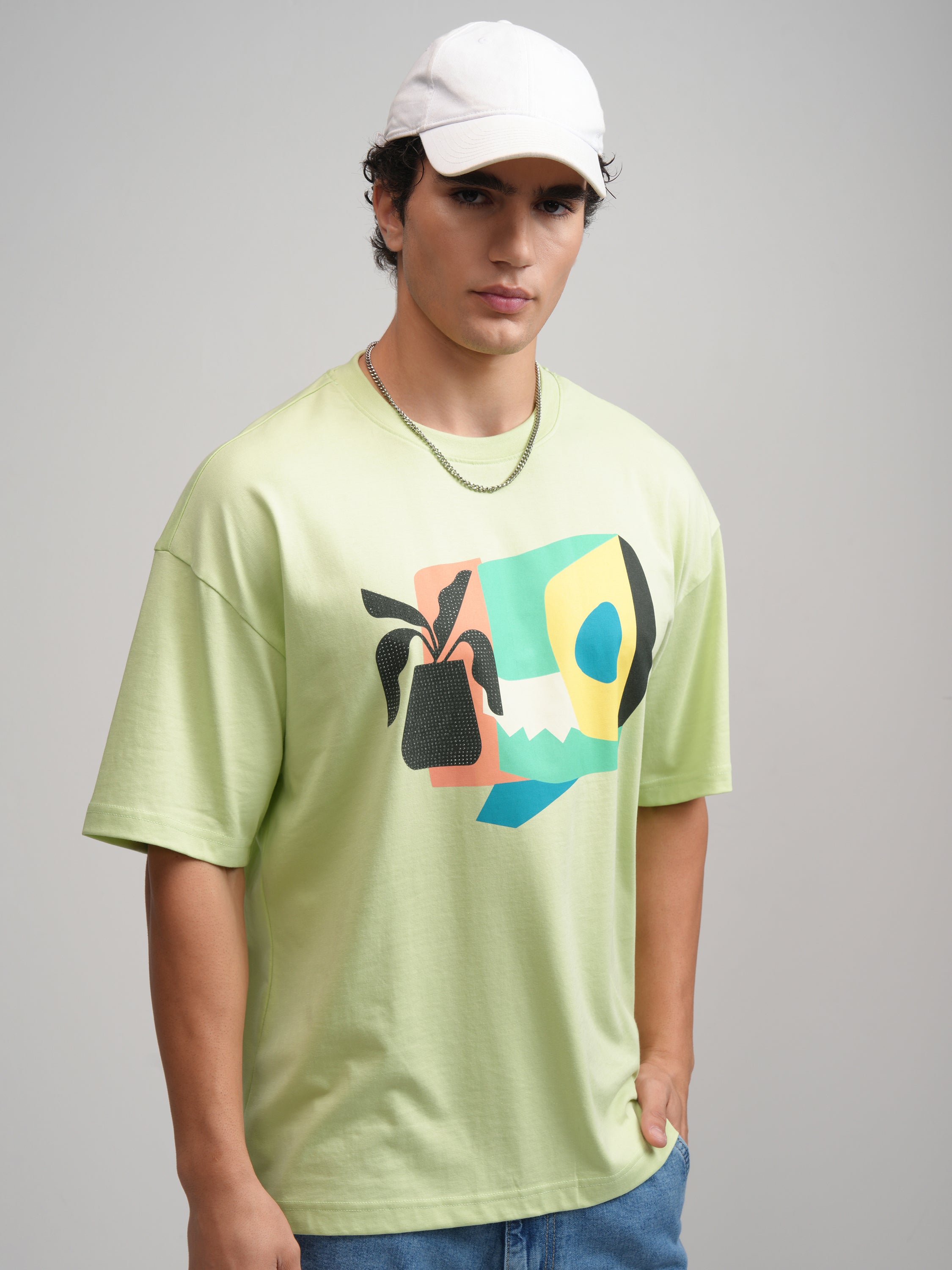 Highlander Men Green Printed Round Neck Oversized Fit T-Shirt - Green - Image 6