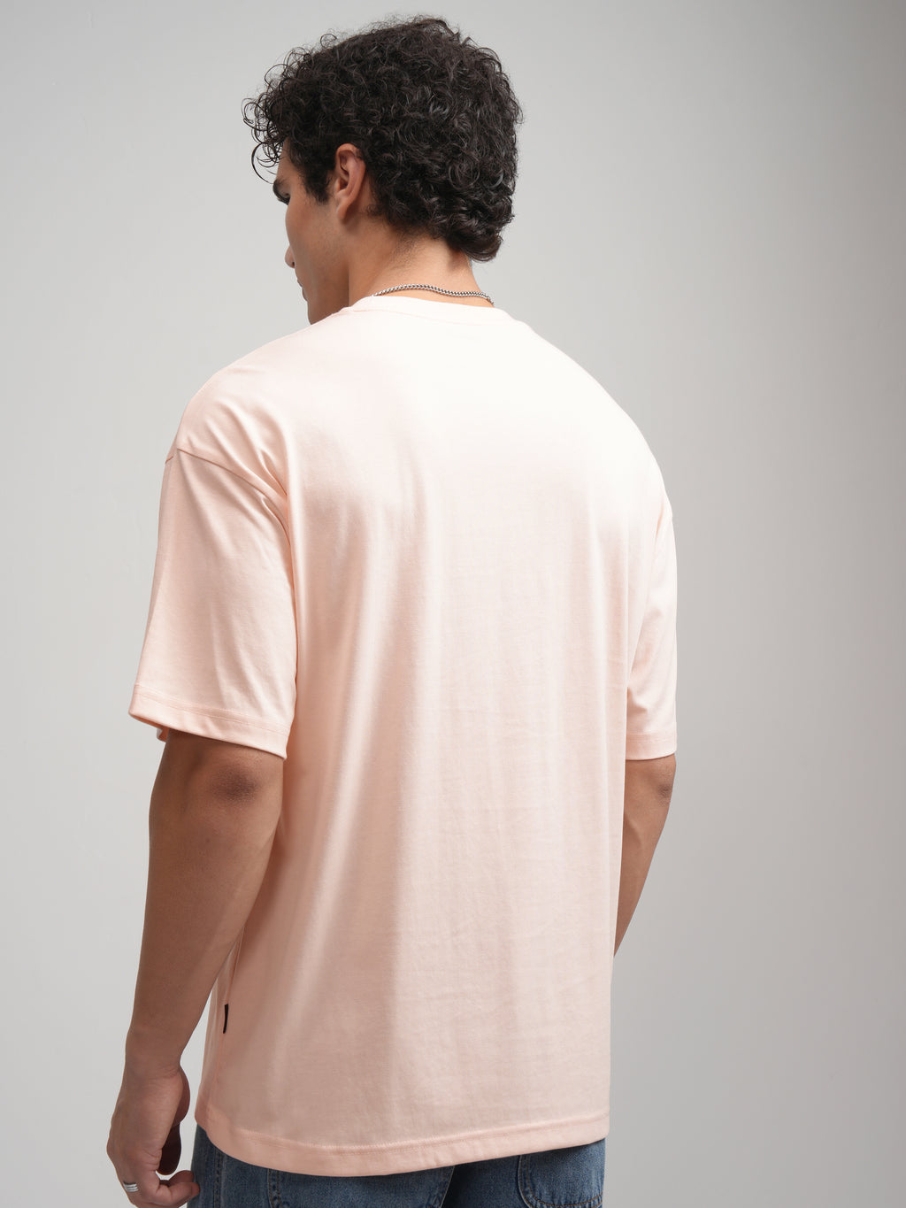 Highlander Men Peach Printed Round Neck Oversized Fit T-Shirt - Peach - Image 3