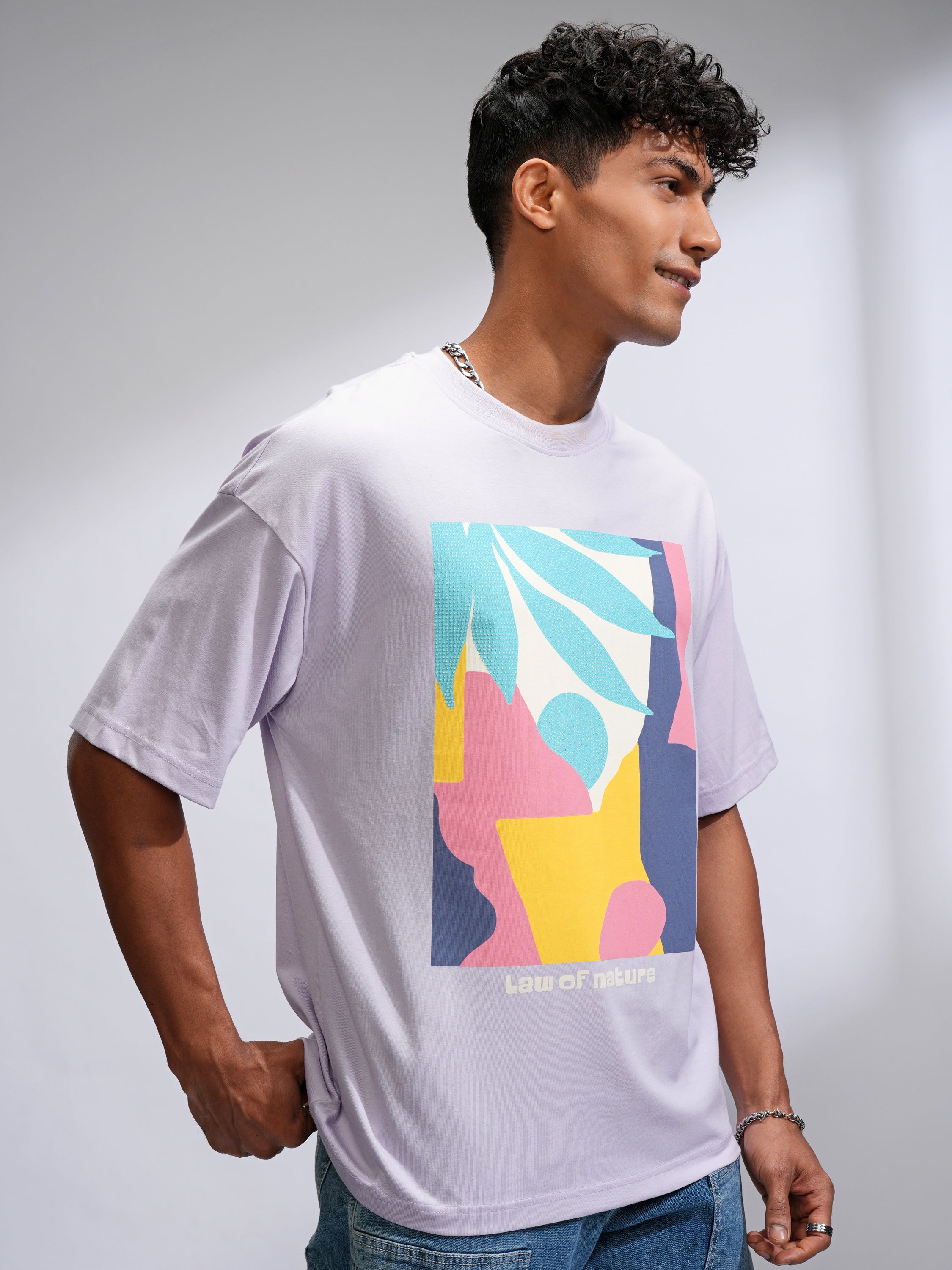 Highlander Men Mauve Printed Round Neck Oversized Fit T-Shirt - Mauve - Image 6