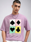 Highlander Men Lavender Printed Round Neck Oversized Fit T-Shirt - Lavender - Image 1
