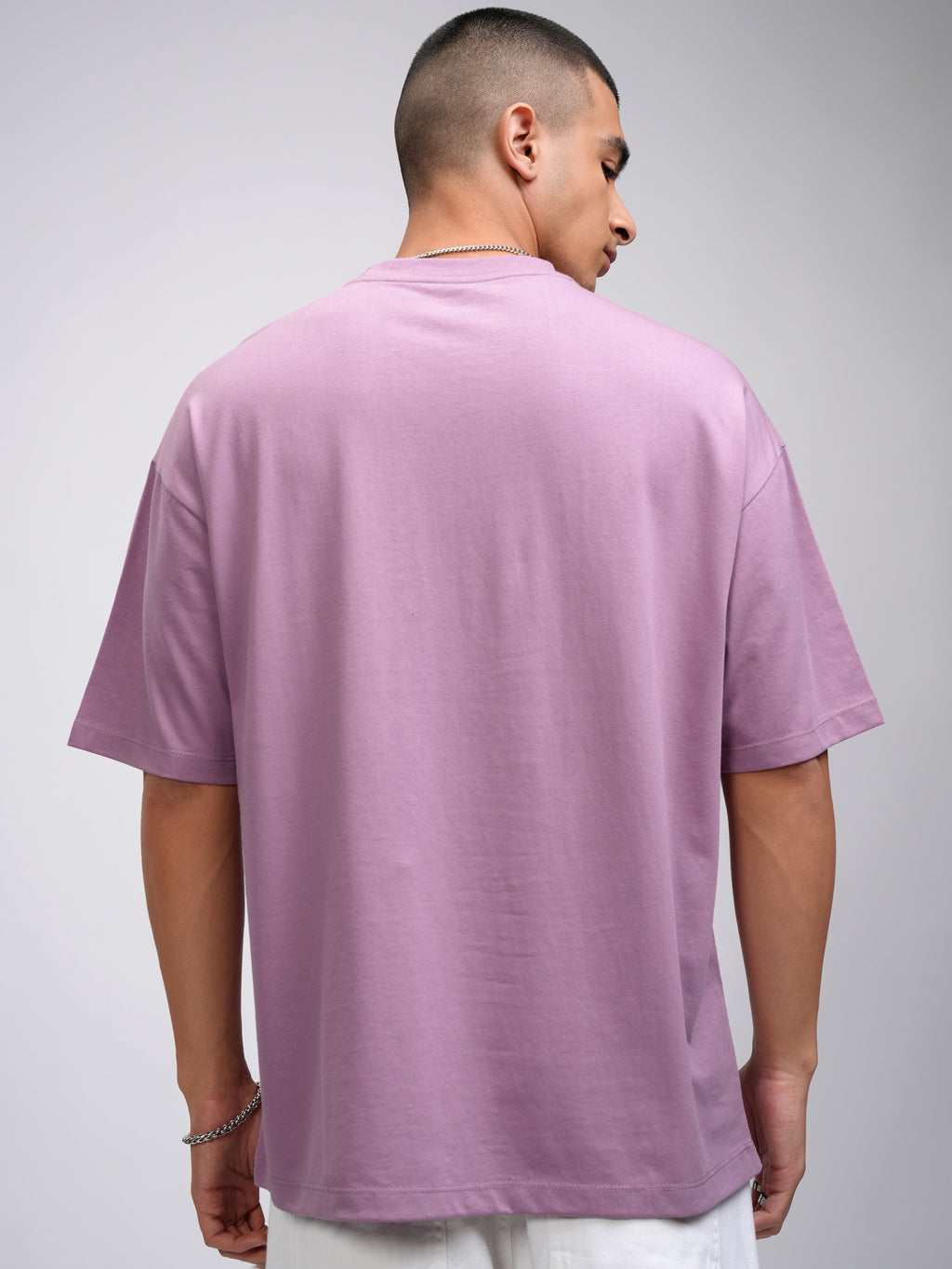 Highlander Men Lavender Printed Round Neck Oversized Fit T-Shirt - Lavender - Image 3