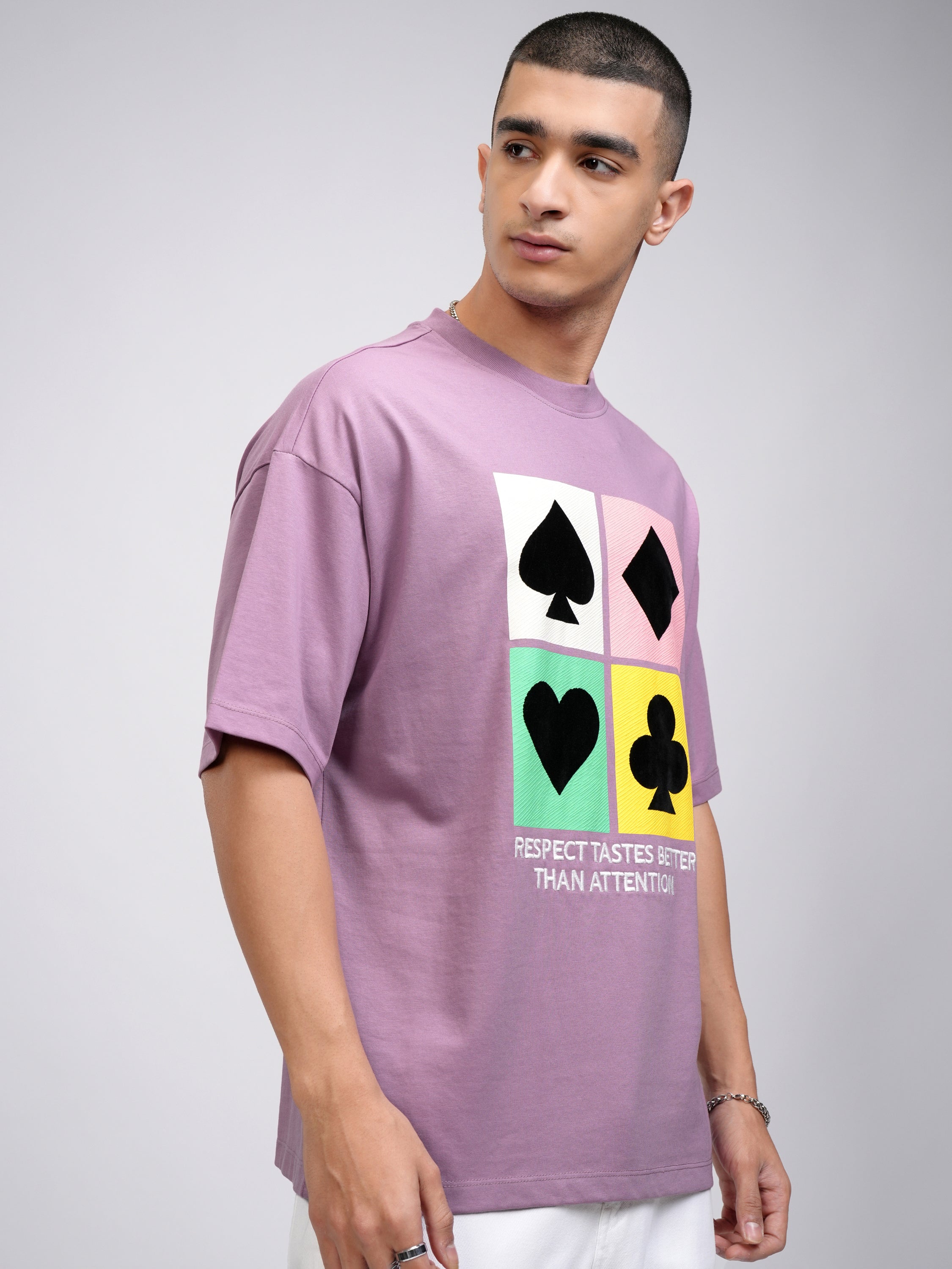 Highlander Men Lavender Printed Round Neck Oversized Fit T-Shirt - Lavender - Image 6
