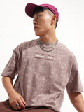 Highlander Men Purple Printed Round Neck Oversized Fit T-Shirt - Purple - Image 1
